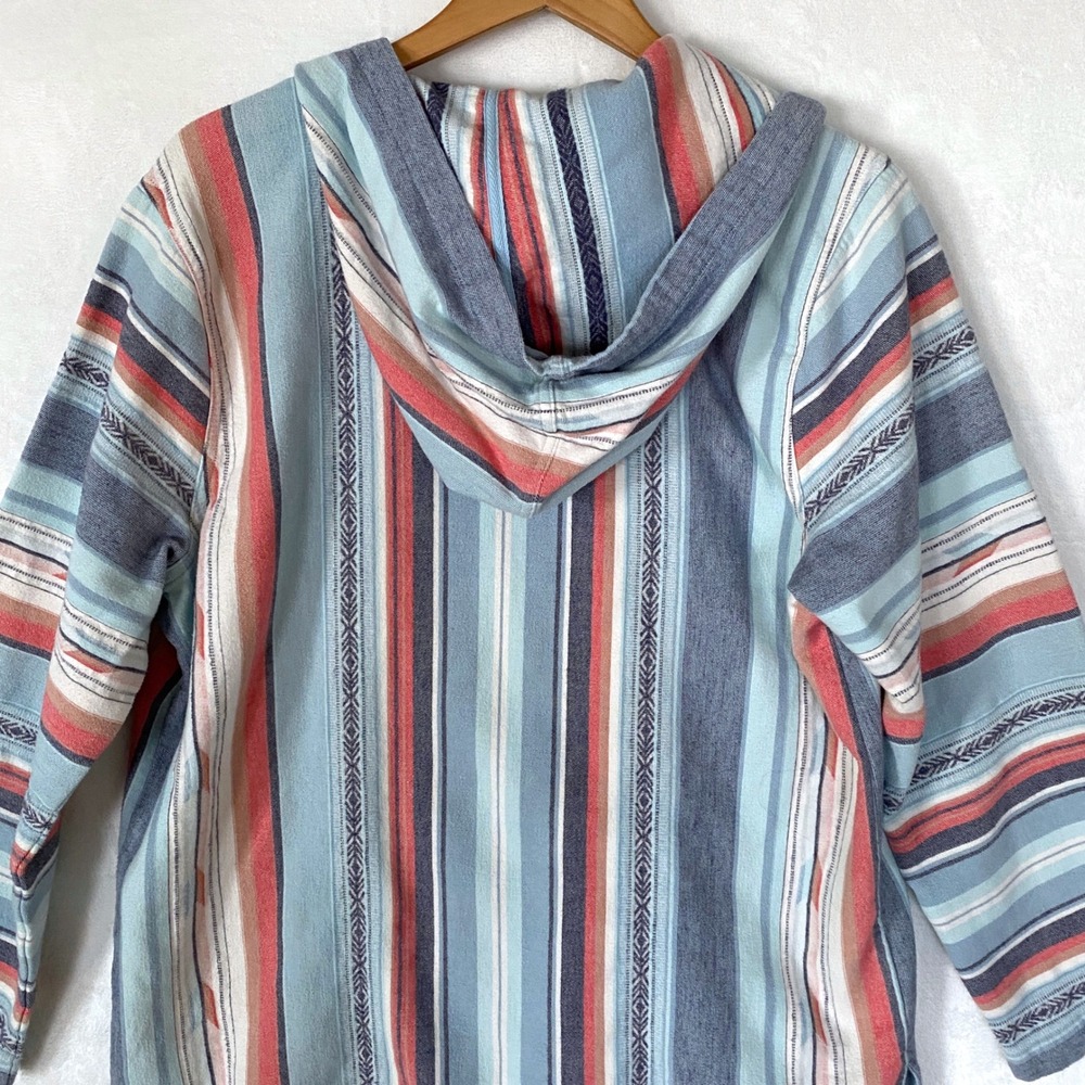 Faherty Baja Sierra Paradise Poncho Hoodie Pullover Striped Organic Cotton XL - Picture 4 of 8